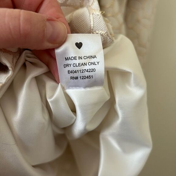 Anthropologie Erin Fetherston Cream Gold Bow Back Dress - Picture 7 of 14